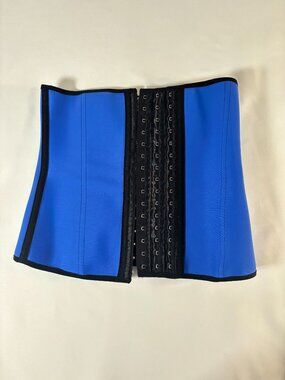 Blue latex waist trainer corset (fits approx S–M based on stretch)
